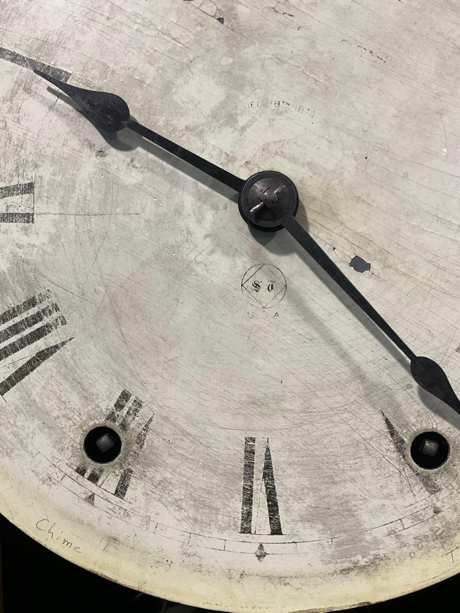 Antique 1880s Seth Thomas Parlor No.3 Double Dial Calendar Clock, Time Strike 8 Day Brass Movement - 4