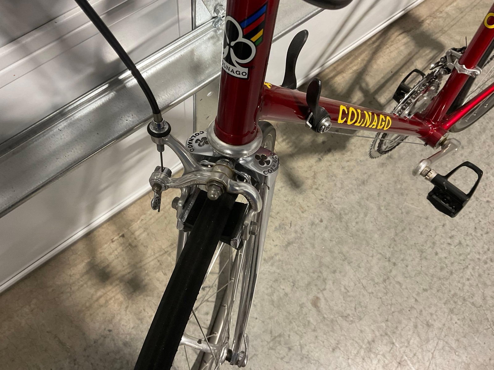 Vintage 80s Classic Colnago Road Bicycle, Red/Chrome, w/Cinelli Handlebars, Wolber tires - 4