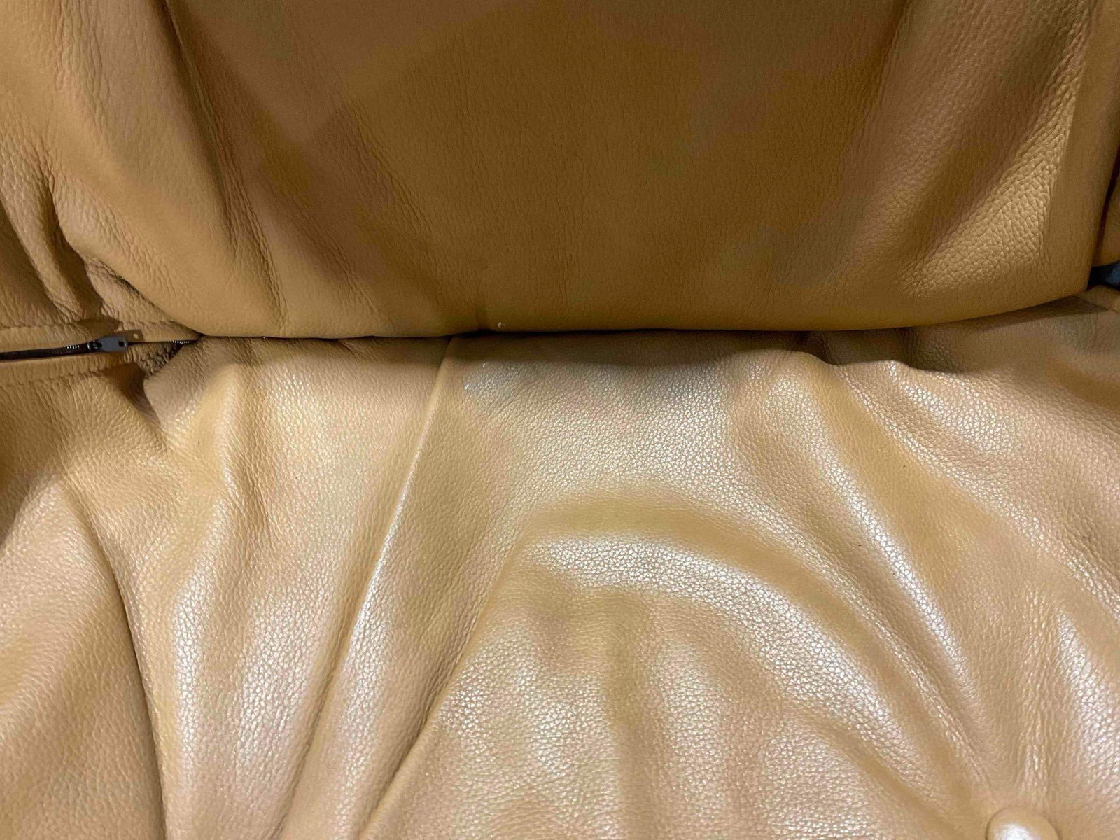 Vintage Luna Sling Lounge Chair by Hjellegjerde w/ Camel Leather Upholstery. Fair Condition. - 4