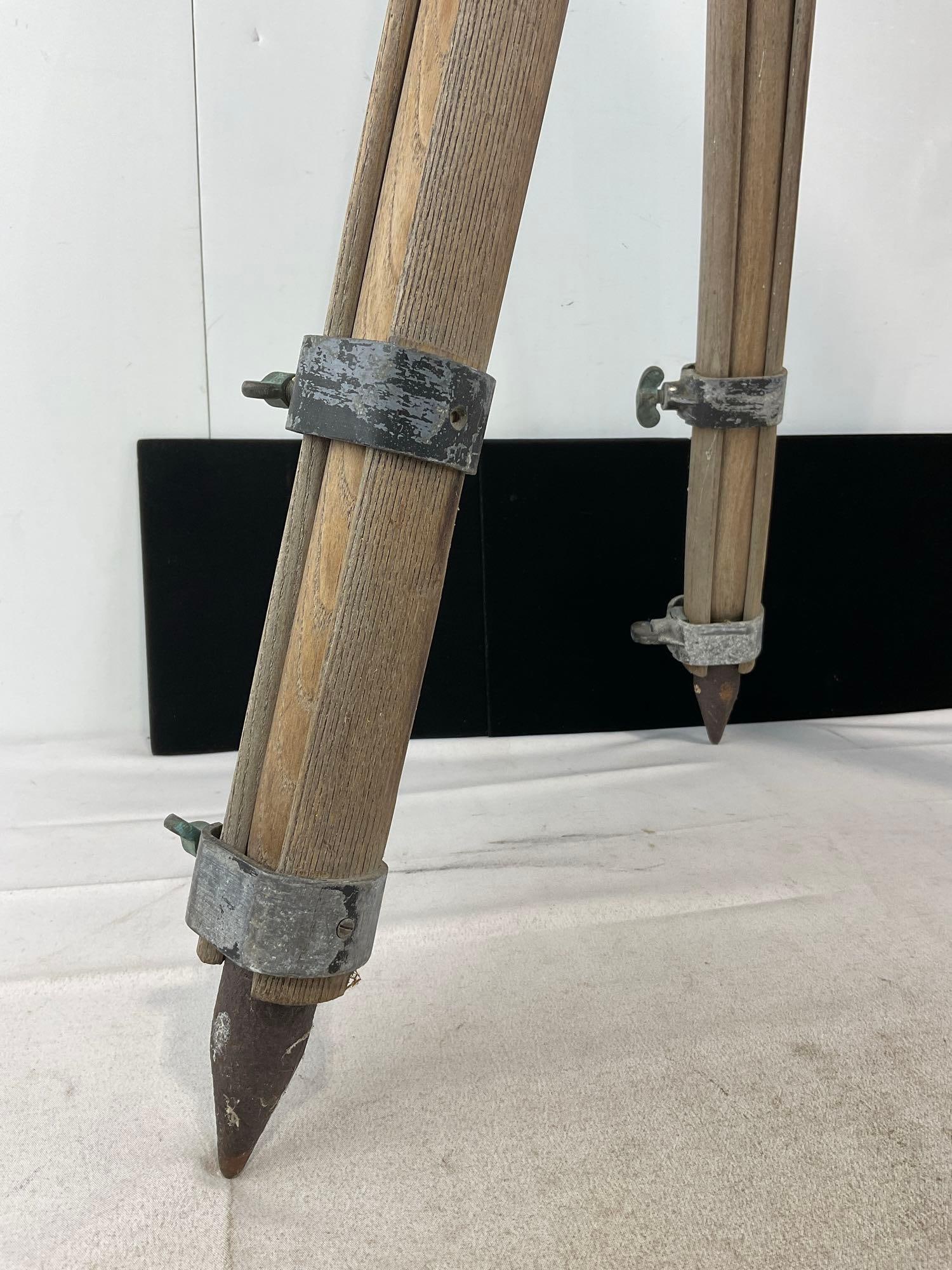 WWII Era Spotting Scope, marked 1942, Telescope M1910A1 No.1731, Cast Metal w/Tripod w/wooden legs - 2