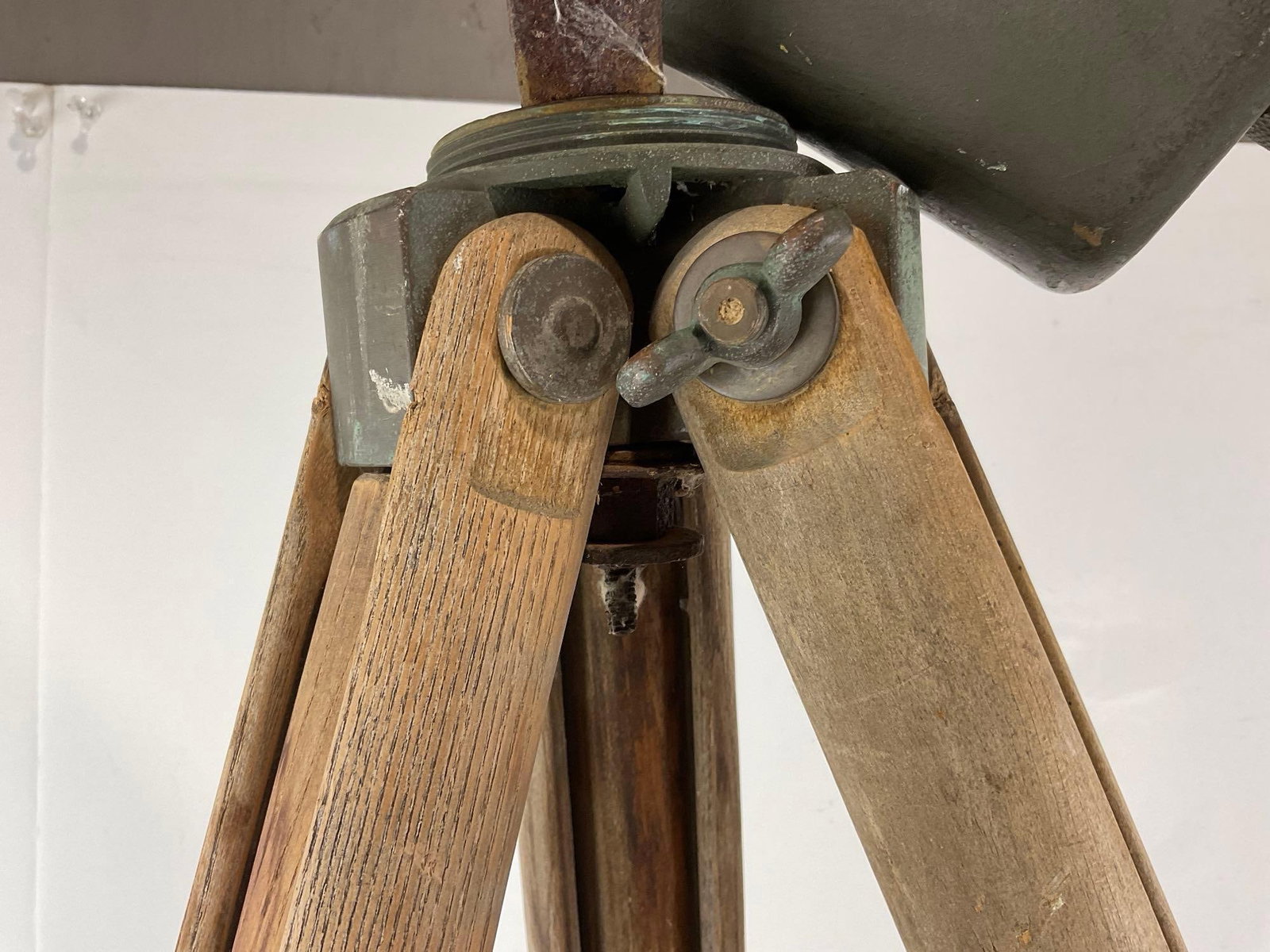 WWII Era Spotting Scope, marked 1942, Telescope M1910A1 No.1731, Cast Metal w/Tripod w/wooden legs - 6