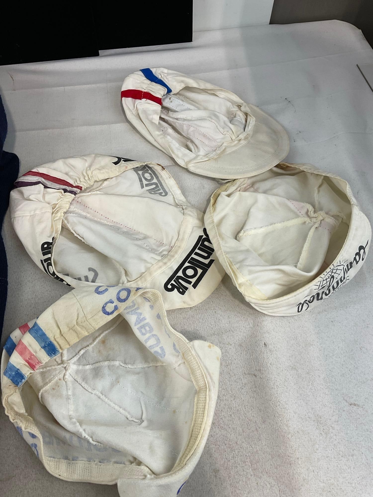 Vintage Campagnolo Bicycle Bomber Jacket size (4) & 4x Biking Caps, Tour De France 1960 Magazine - 5