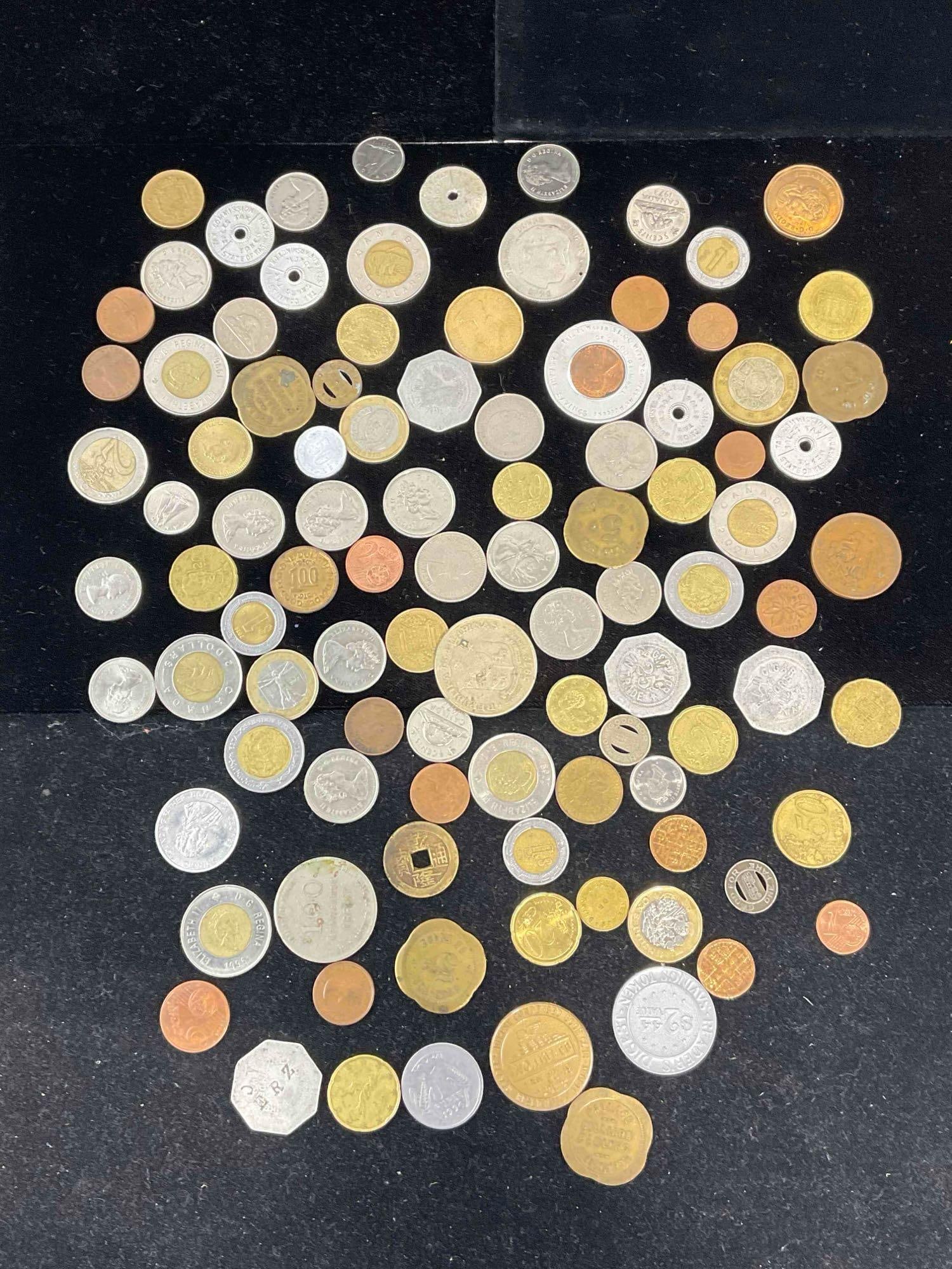 Large selection of Foreign coins from around the world, including Canadian & Euros (1 of 4)