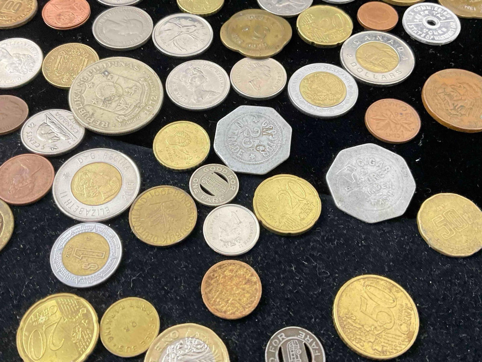Large selection of Foreign coins from around the world, including Canadian & Euros - 2