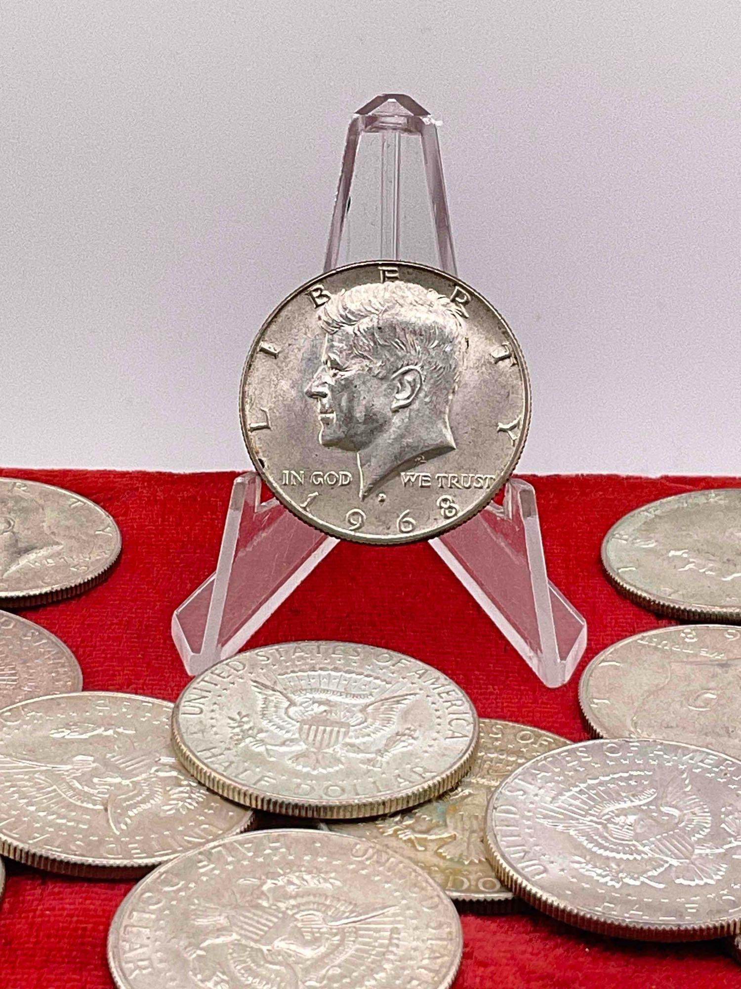 16 X 40% Silver Coins / 1965-1969 Kennedy Half dollars Assorted dates & mint marks - 2