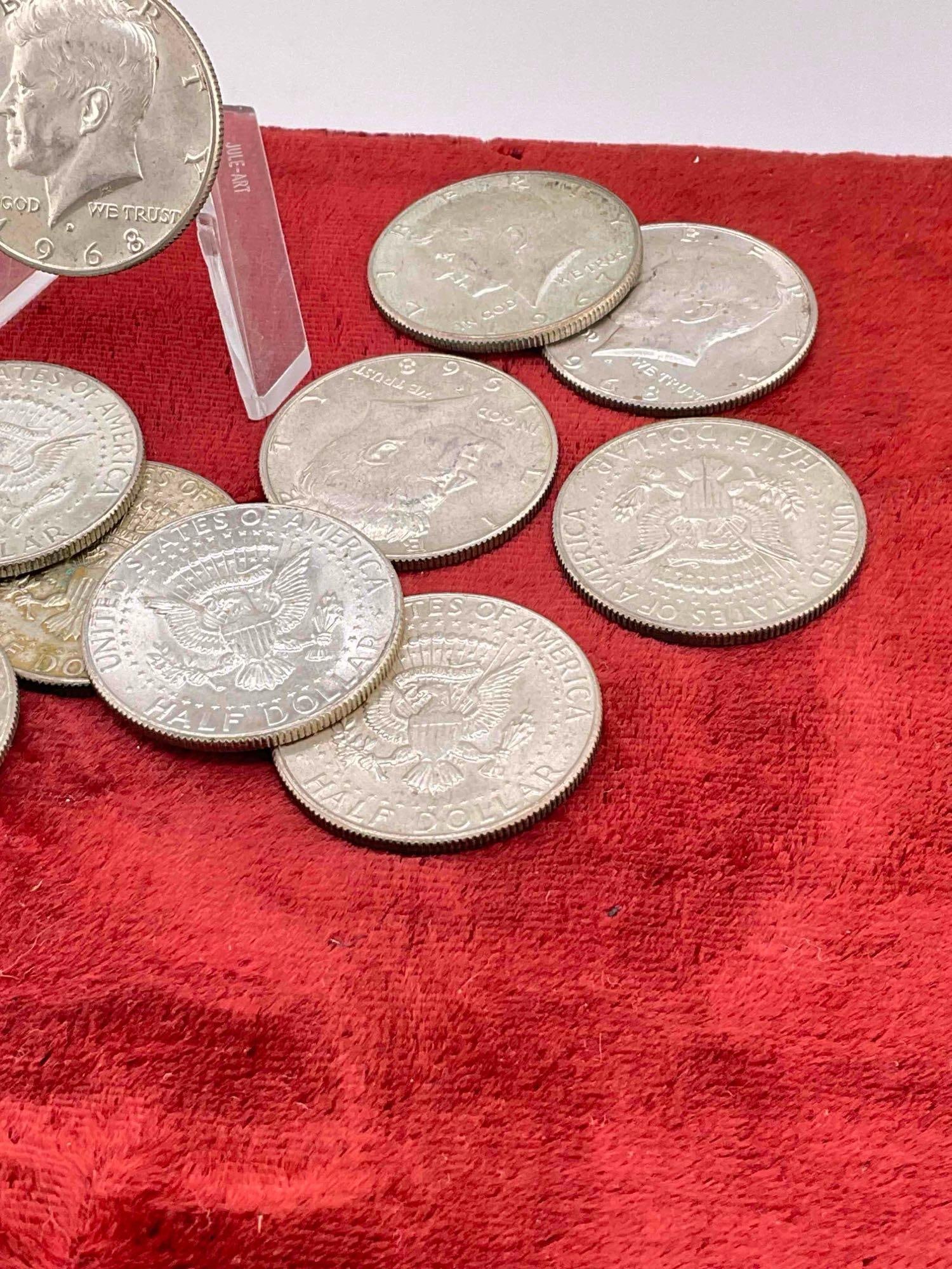 16 X 40% Silver Coins / 1965-1969 Kennedy Half dollars Assorted dates & mint marks - 3