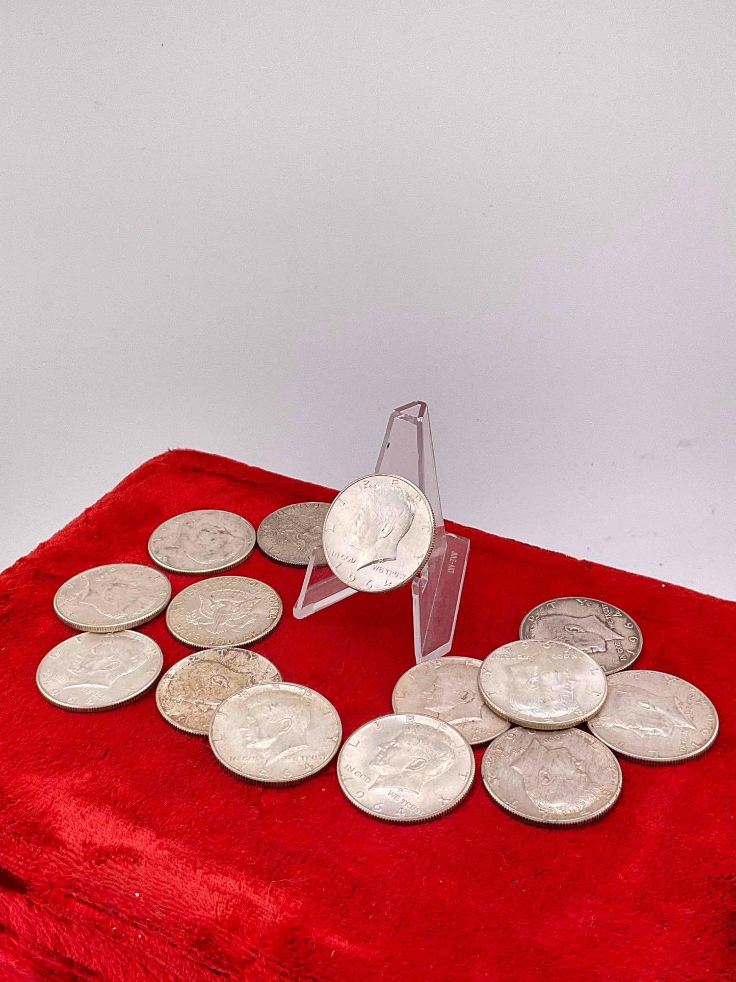 14 X 90% Silver Coins / 1964 Kennedy Half dollars Assorted dates & mint marks - 2