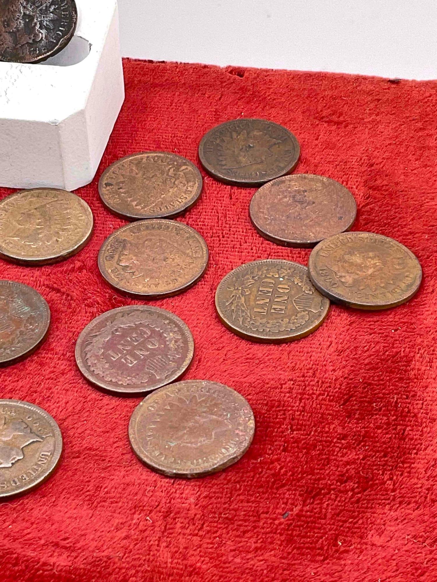 28 X Antique indian head pennys (16x 1900-1909) ( 10 x 1890 -1899) 1873 & 1895 - 3
