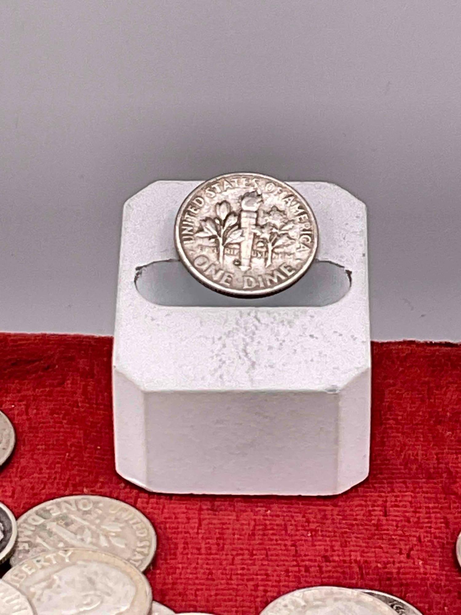 50 Silver Roosevelt Dimes coins are assorted dates and mint marks - 4