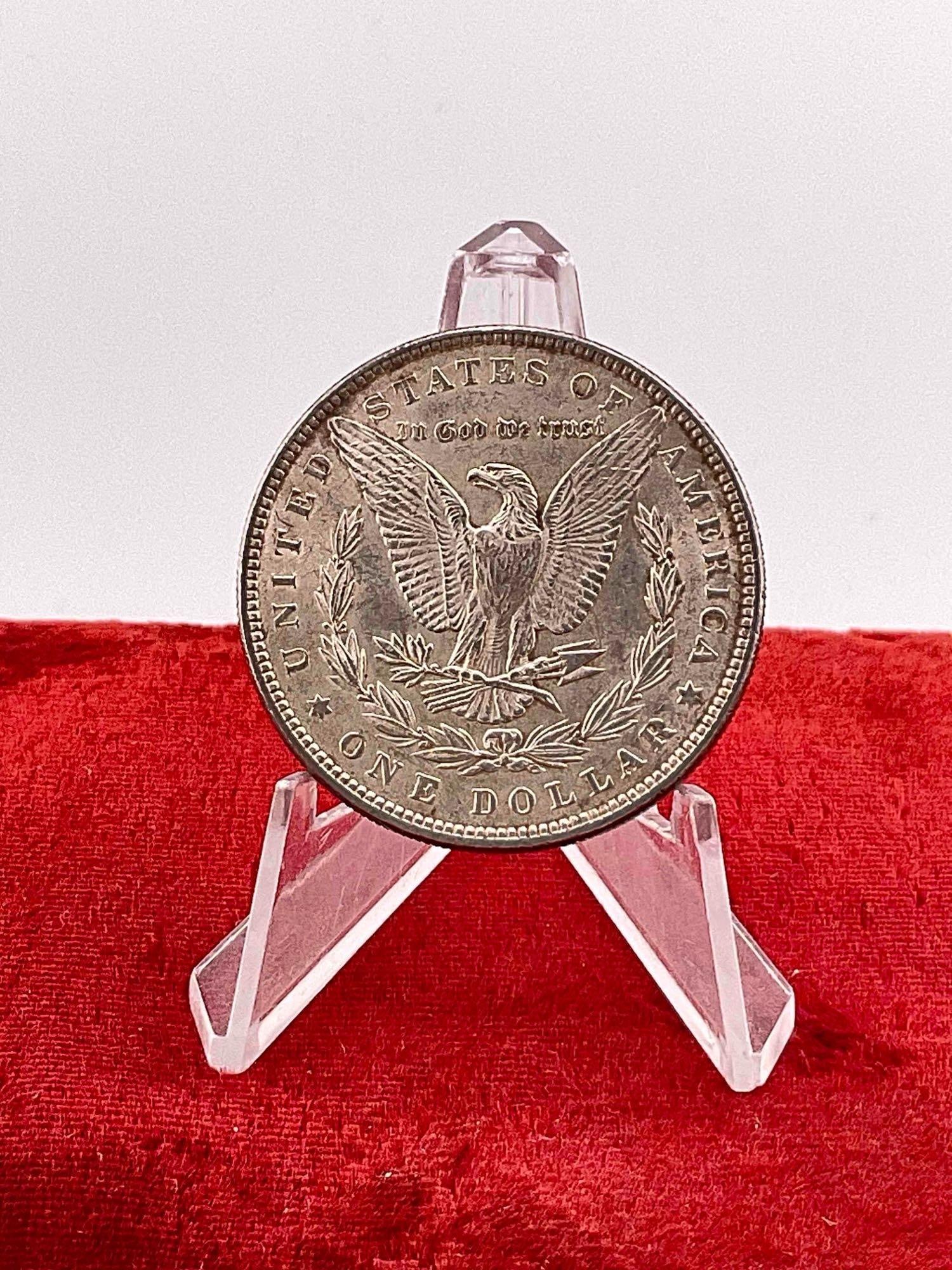 Antique 1887 Silver morgan Dollar, Nice coin in gradable condition w/ obverse rim toning - 3