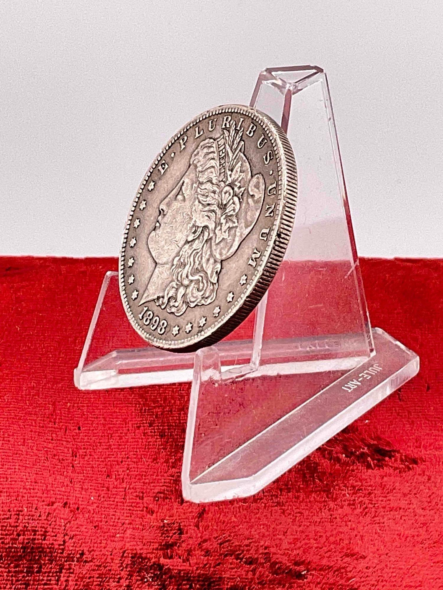 Antique Better Date 1898-S Silver Morgan Dollar coin - 2