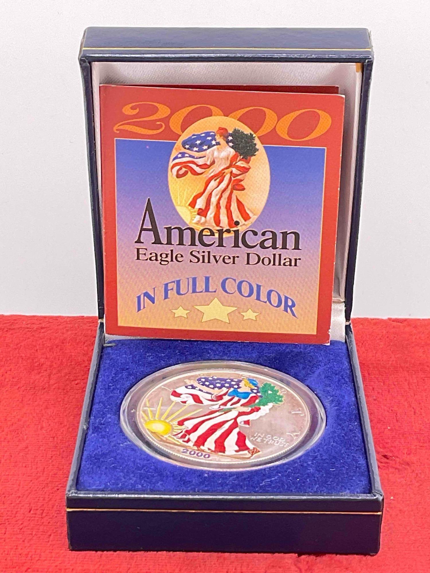2000 Silver Colorized American Eagle 1 oz .999 silver coin w/ presentation box & Coa - 4