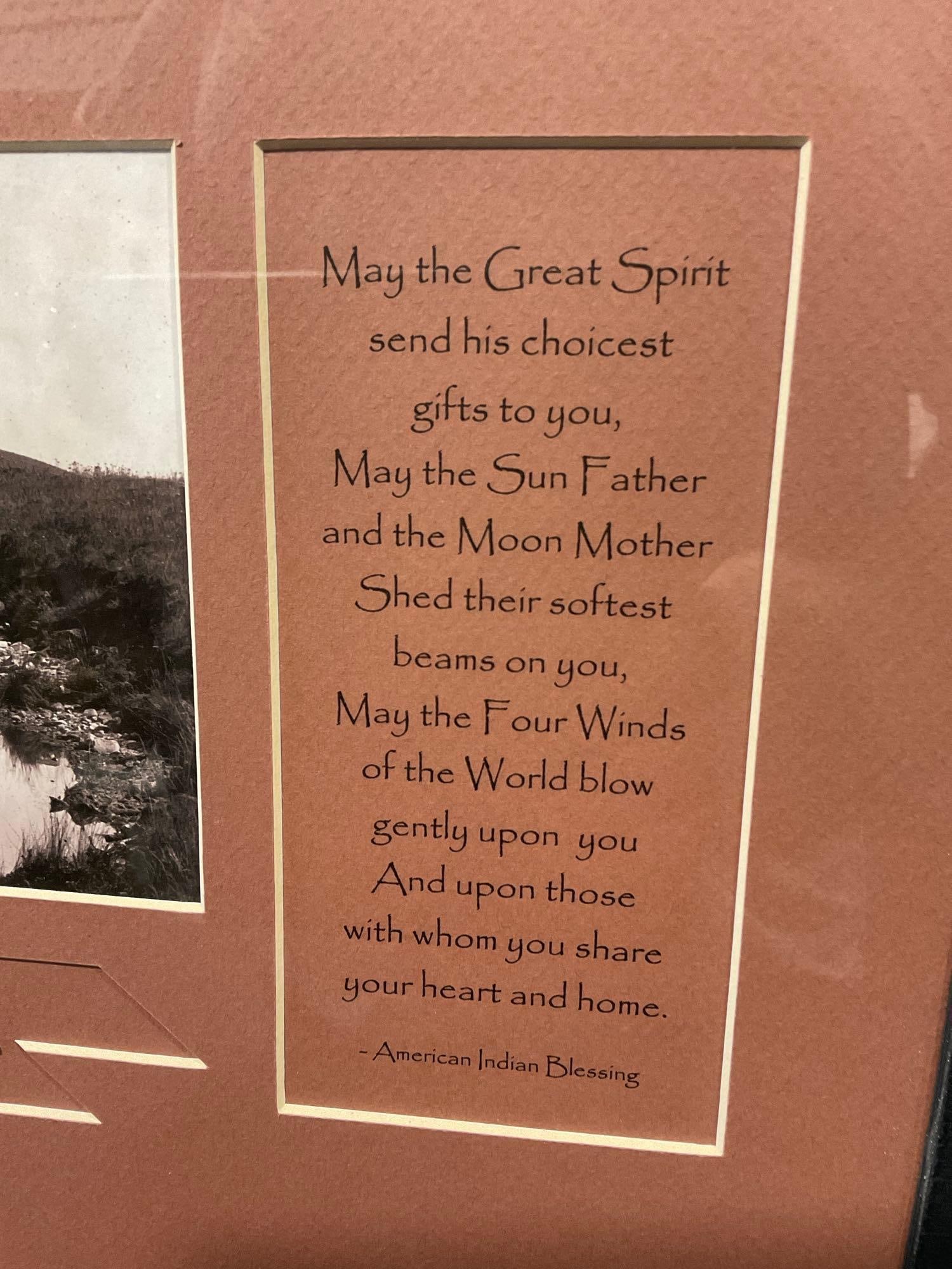 Framed circa 1910 At The Waters Edge - Piegan, Photo, Feather, & Native American quote, 22x25 inc... - 4