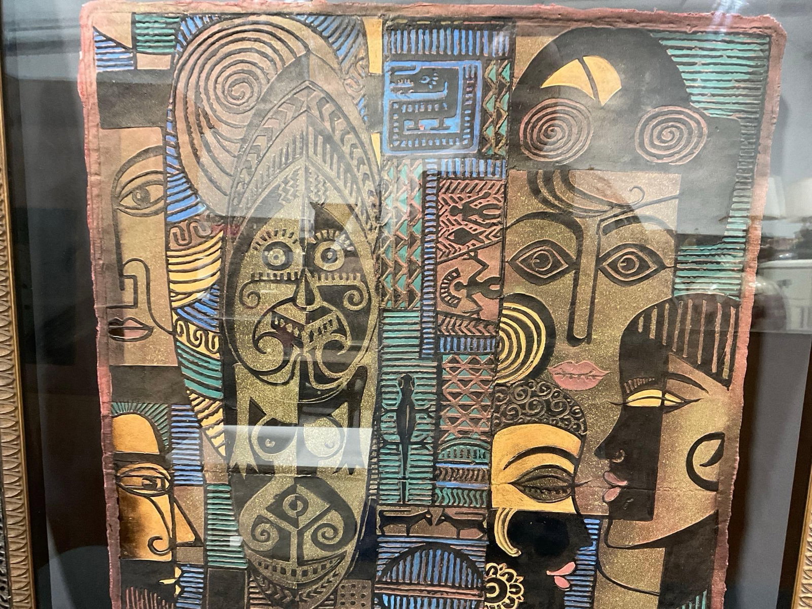 Framed Signed Artists Proof Textile/Batik Art Piece, by C.T. Wong ?, 34x34 in, Multicolor Abstract - 5