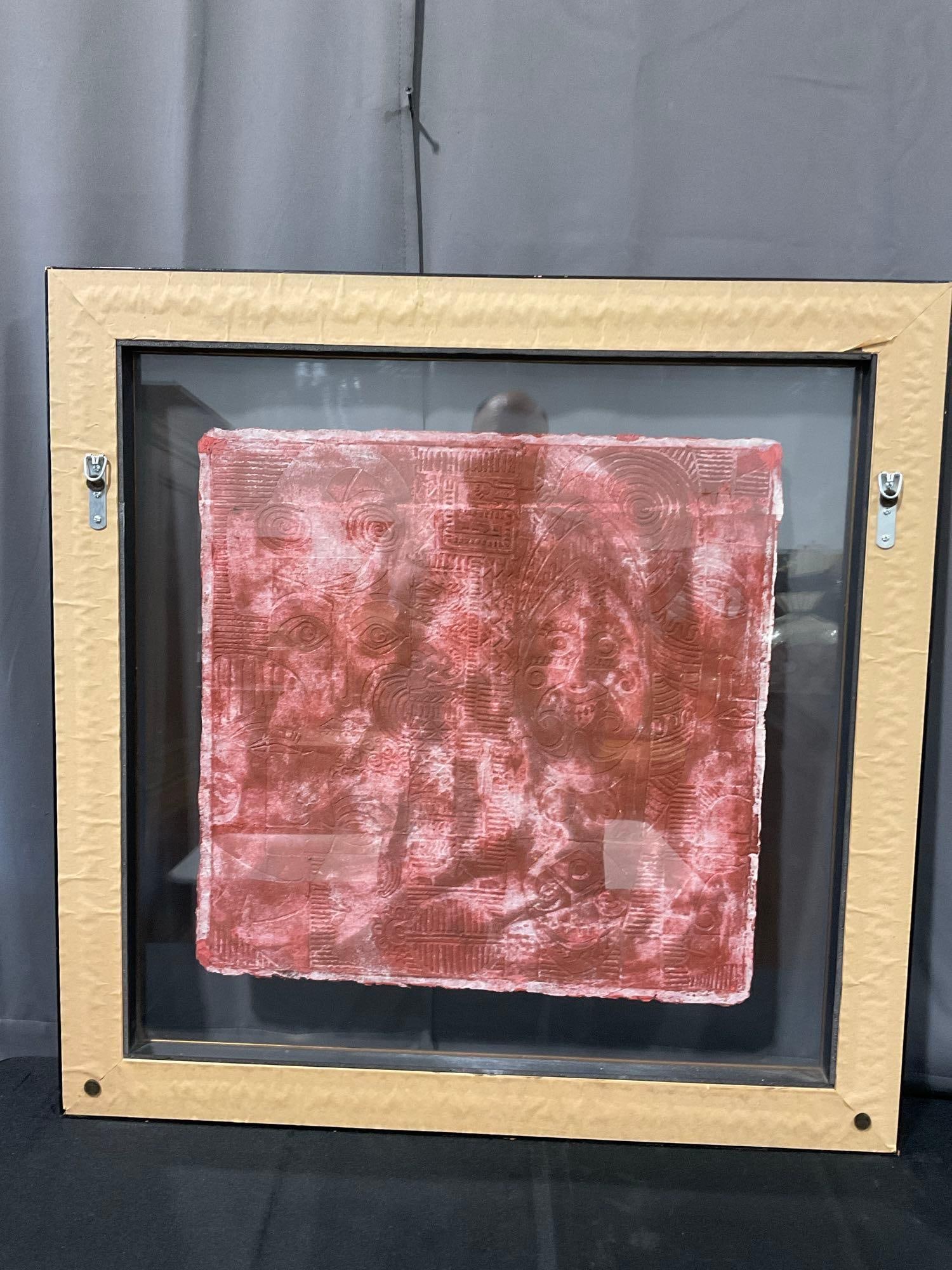 Framed Signed Artists Proof Textile/Batik Art Piece, by C.T. Wong ?, 34x34 in, Multicolor Abstract - 6