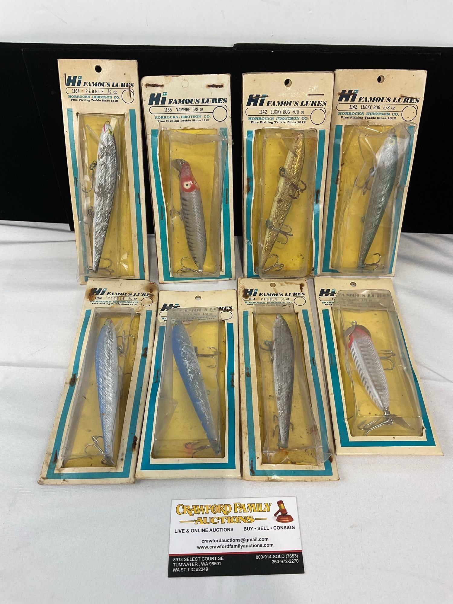8 HI Famous Lures 1/2, 3/4 & 5/8 oz Lures, Pebble, Vampire, Lucky Bug, & Spookeroo in packaging (1 of 3)