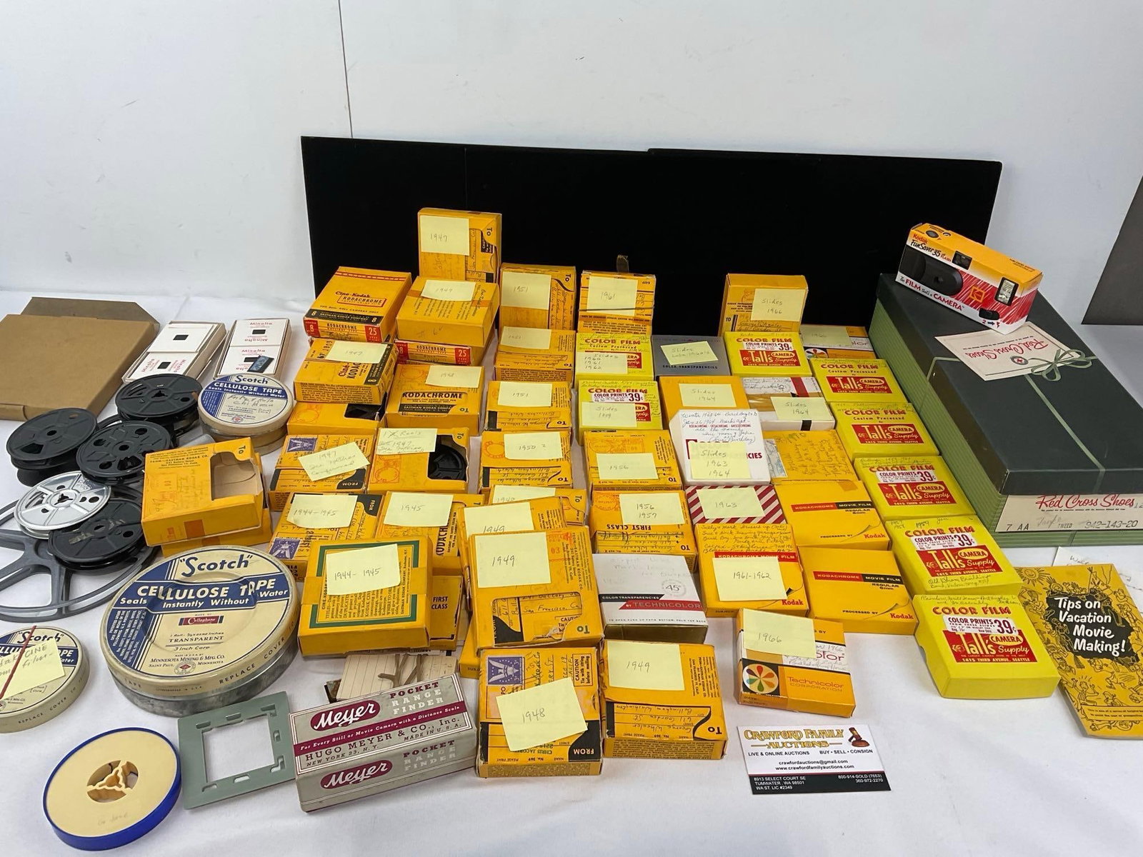 Large Collection of Vintage Kodachrome Slides, Film, in cardboard boxes, Slides in shoe box: Appears to be in good shape. The pieces together measures approx 11h x 20w x 10d inches. See pics. E-6610