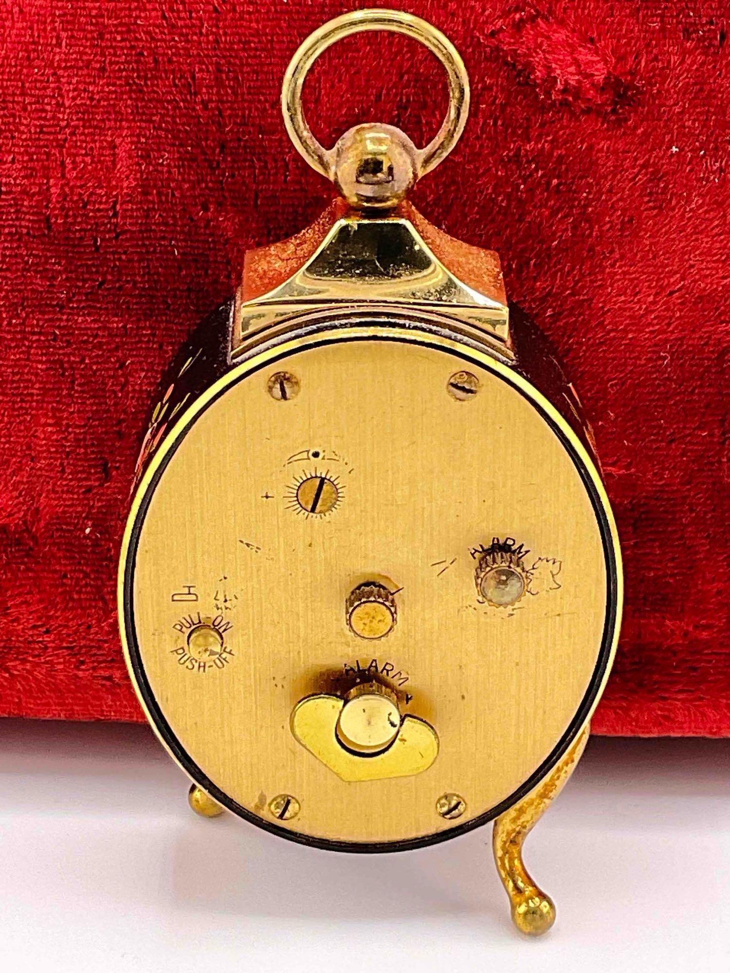 Vintage Swiss SWIZA 8 Hand Painted Mantle Mechanical Alarm Clock. See pics. - 3