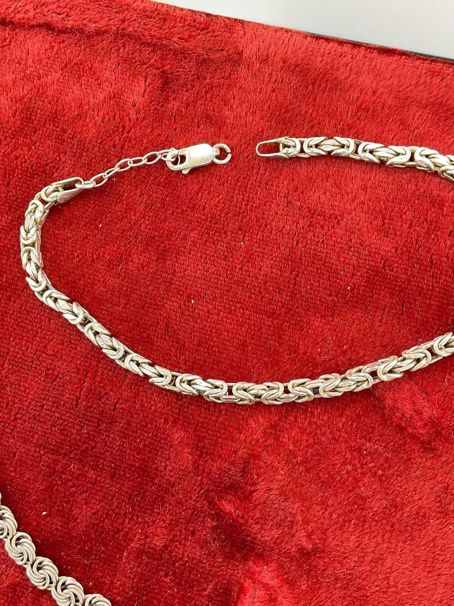 2 pcs Men's Ornate Sterling Silver Bracelets (8" & 10") in Need of Repair. See pics. - 3