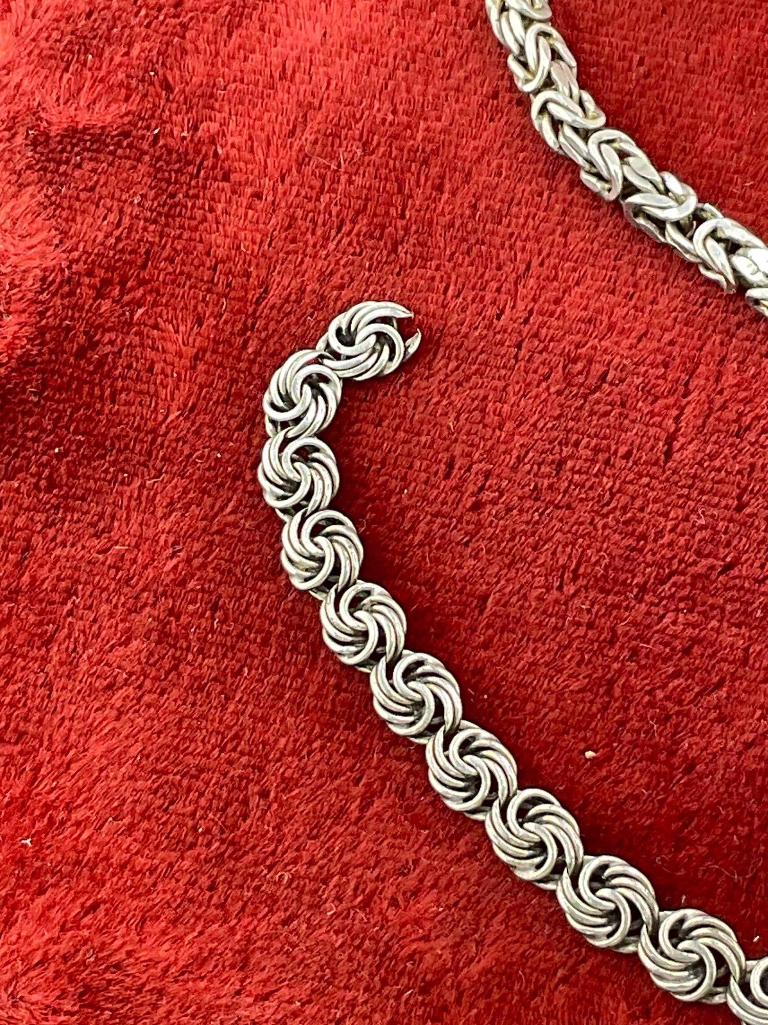 2 pcs Men's Ornate Sterling Silver Bracelets (8" & 10") in Need of Repair. See pics. - 4