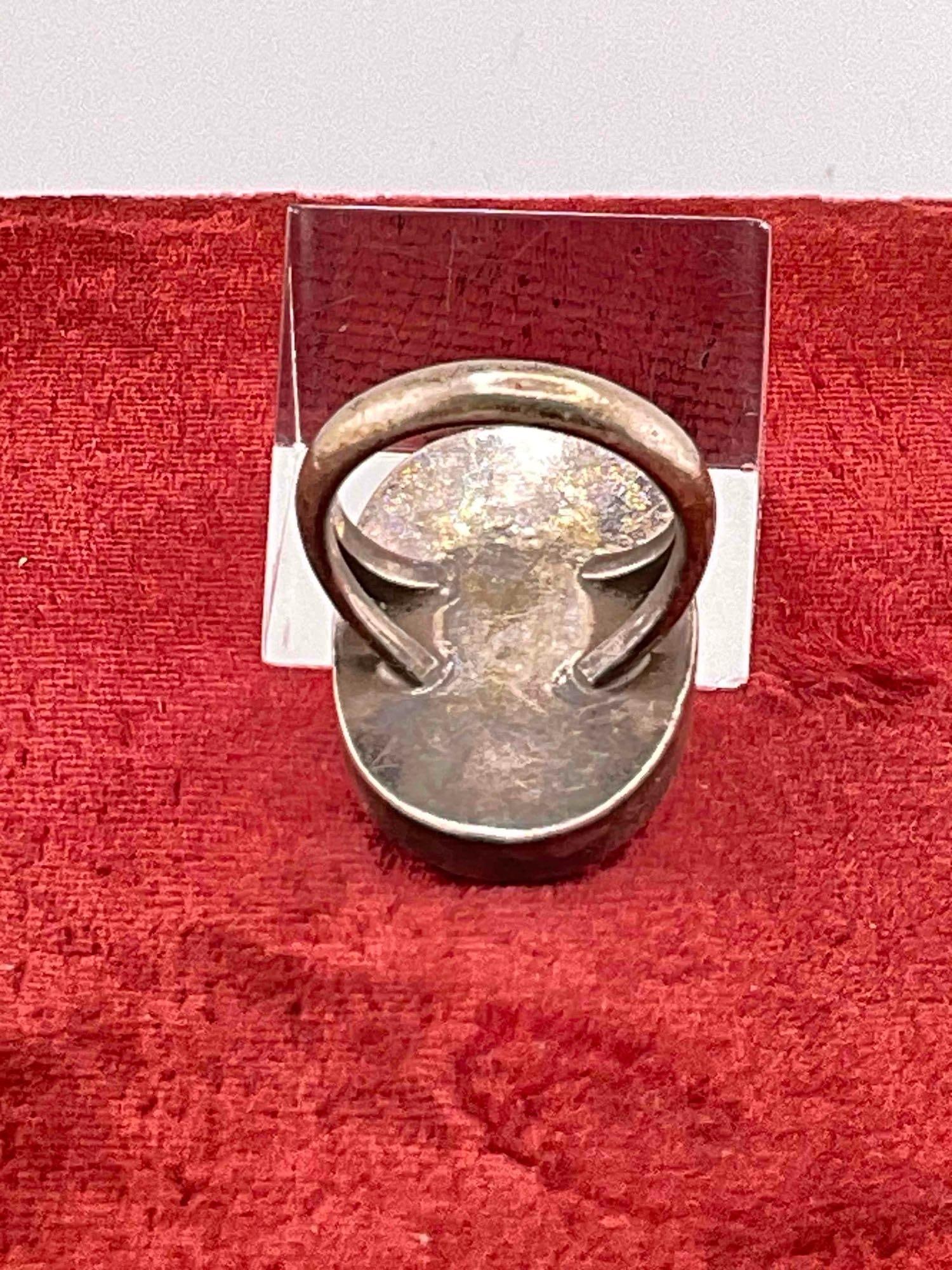 Vintage Native American Sterling Silver Ring w/ Multi-Stone Setting, incl. Turquoise, Size 5.5 - 3