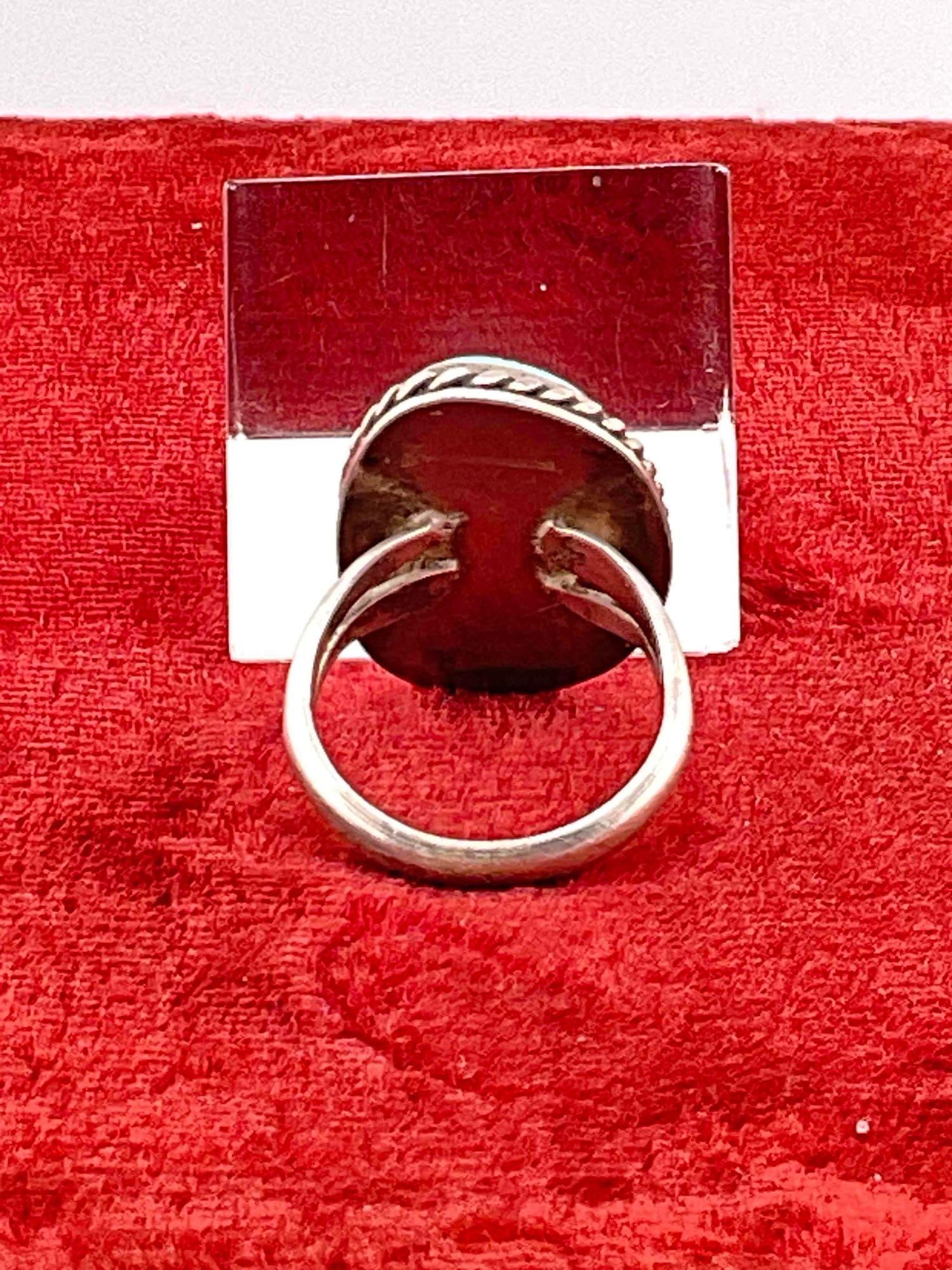 Vintage Native American Sterling Silver Ring w/ Turquoise Toned Setting, Size 6.5. See pics. - 3