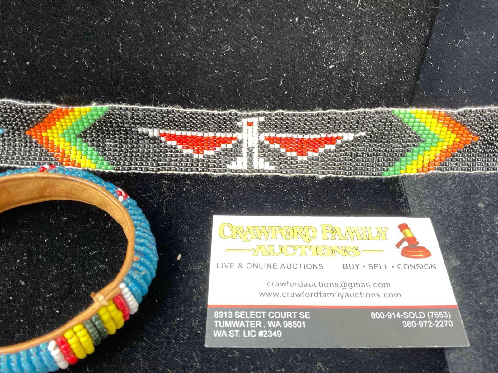 3 pcs Vintage Native American Beadwork, incl. Medallion, Bracelet & Headband. See pics. - 2