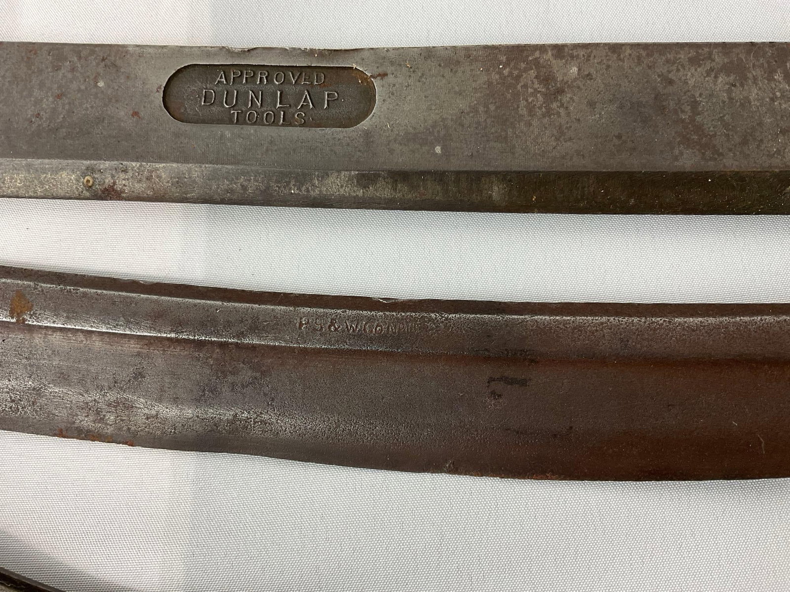 3 L. & I.J.White 1837 Iron Chisels, 4 Folding Draw Knives, 2x A.J. Wilkinson & Co., Dunlap & P.S &W - 6