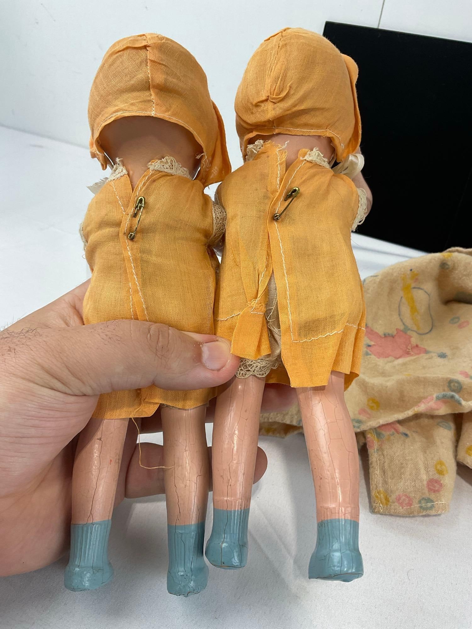 Pair of Composite Baby Dolls, w/Blankets, & Vintage Rabbit/Mohair Fur Dog Toy - 5
