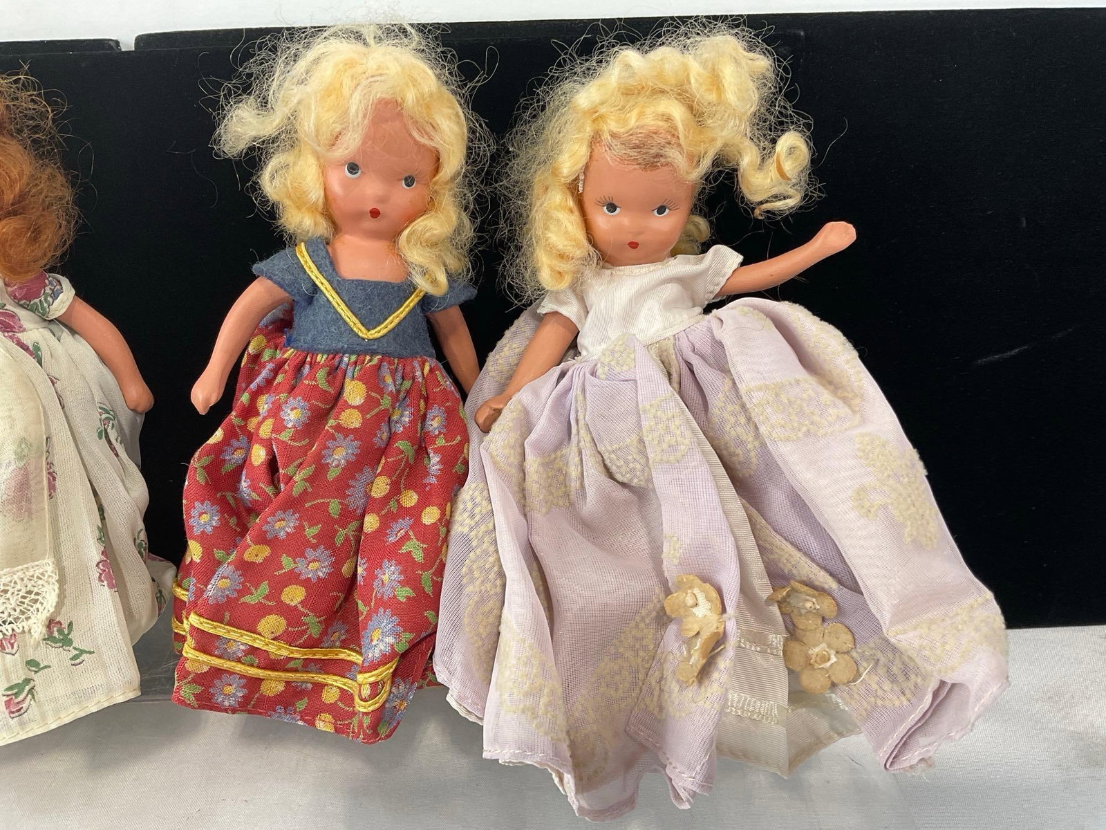 4 1940 Nancy Ann Storybook Dolls, 3x Blonde, Redhead, movable arms - 3