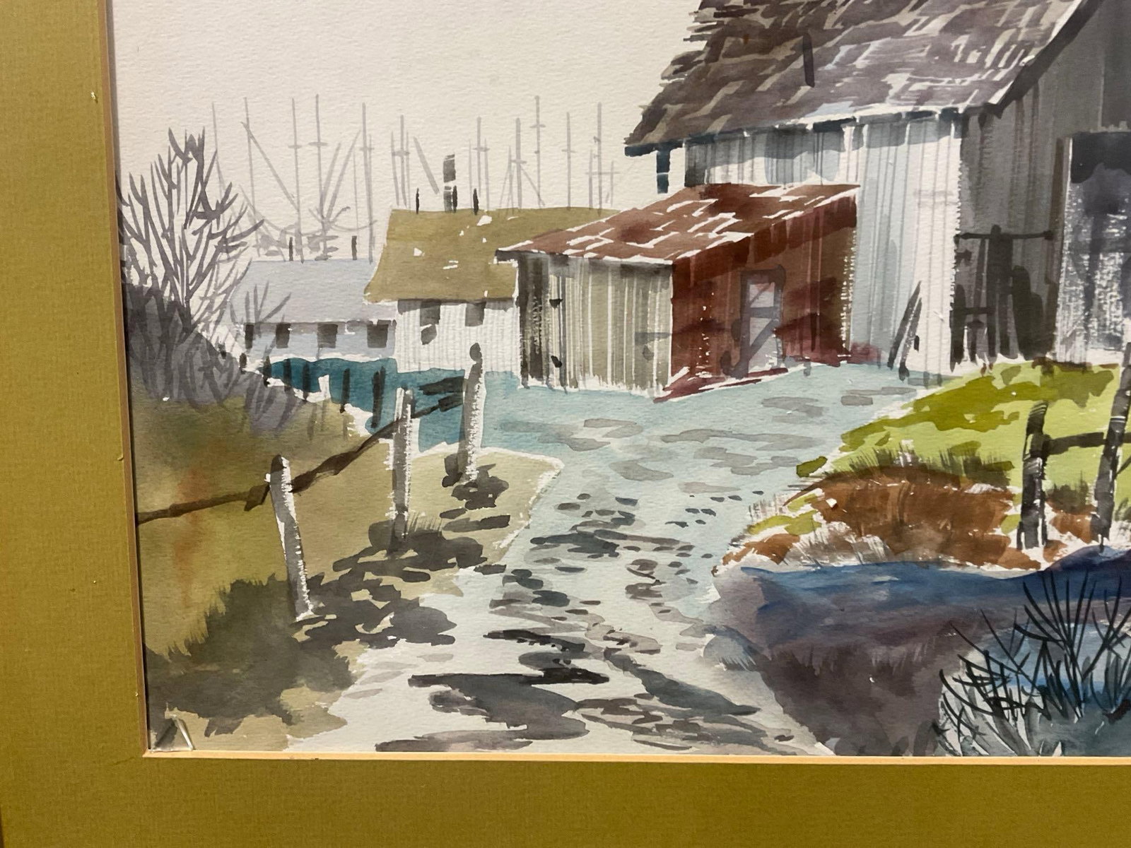 Framed Signed Original Watercolor on Board, Rural Barn Scene by Mark Wheeler, 20x25 inches - 5