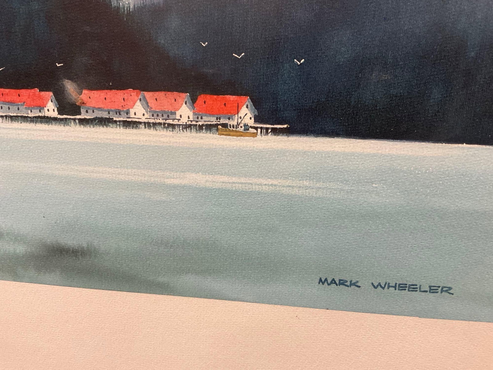 Framed Signed Original Watercolor on Board, Mountain Lake Scene by Mark Wheeler, 24x34 inches - 3