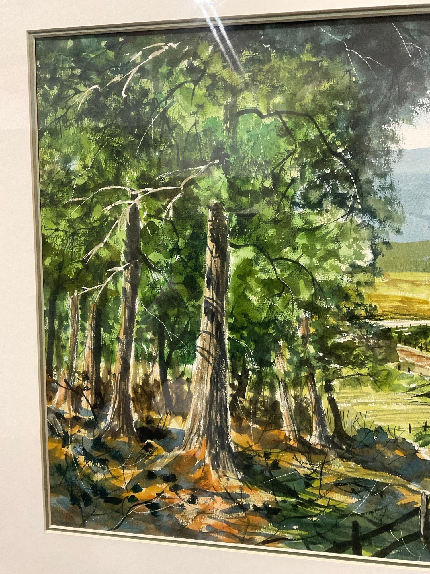 Framed Signed Original Watercolor on Board, Farm Backroad Scene by Mark Wheeler, 24x34 inches - 5