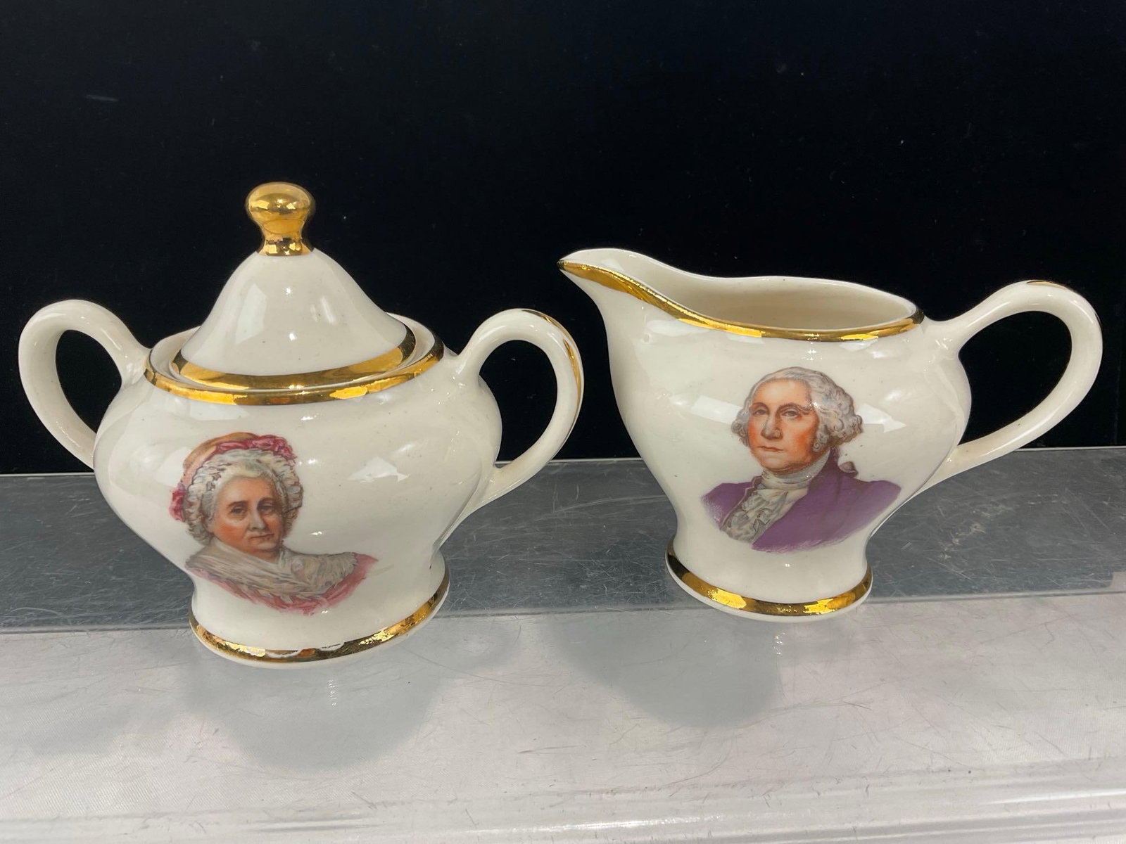 George & Martha Washington Creamer & Sugar Bowl, 1965 Chadwick-Miller Presidential Pitcher - 2