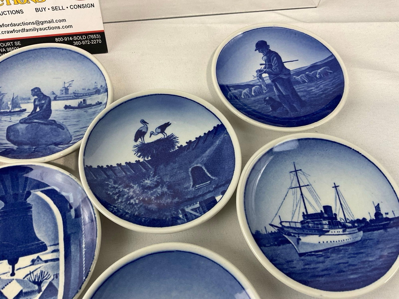 11 Royal Copenhagen Danish Mini Plates, Delft S&P Shaker & Pair of Clogs - 5