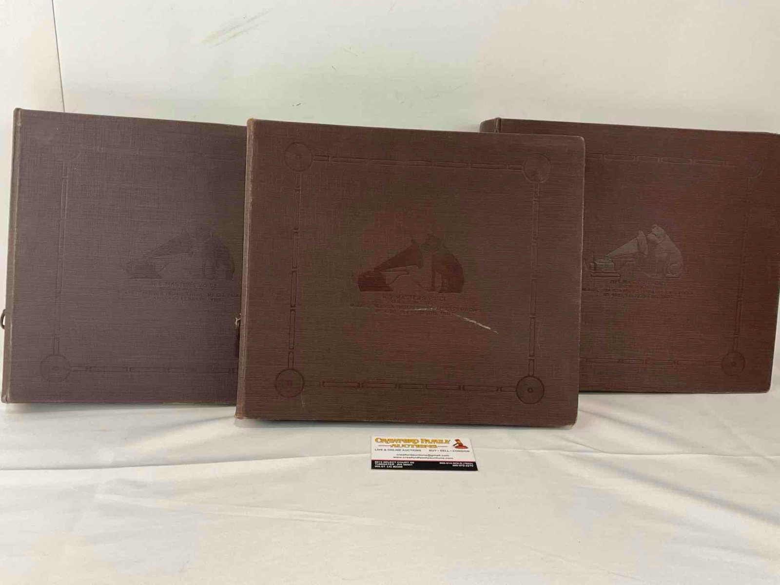 3 Record Albums, His Masters Voice, variety of records inside, see pics: Appears to be in good shape. The piece measures approx 5h x 14w x 11d inches. See pics. E-6610