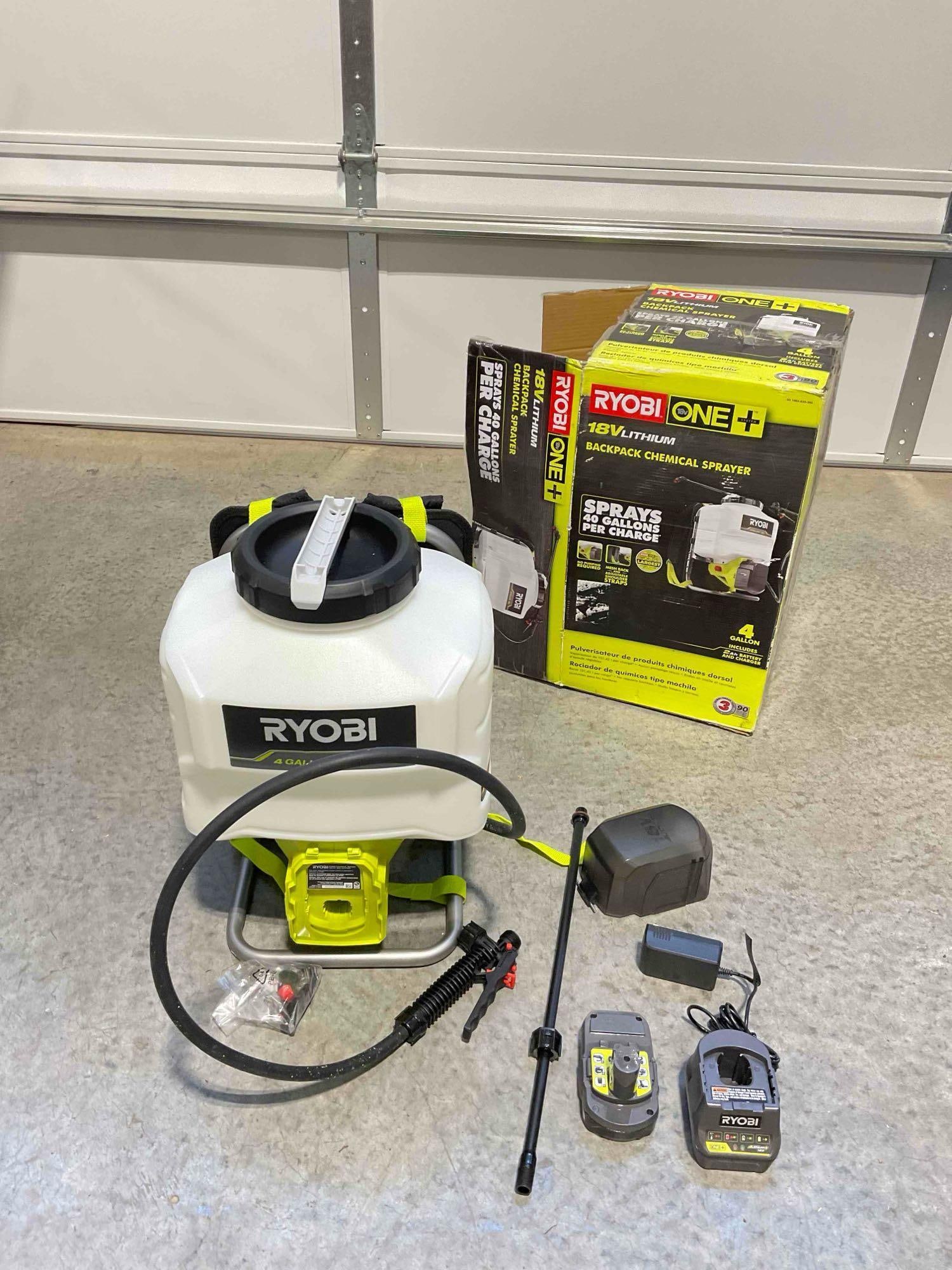 Ryobi One 18v Lithium 4 Gallon Backpack Chemical Sprayer. Good Condition. See pics. (1 of 4)