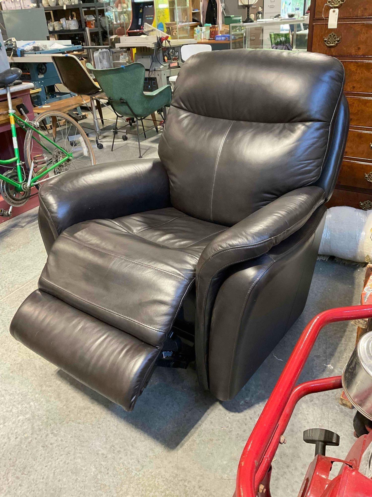 Leggett & Platt Espresso Brown Leather Power Recliner Rocking Chair. Tested, Works. Good Cond. - 2