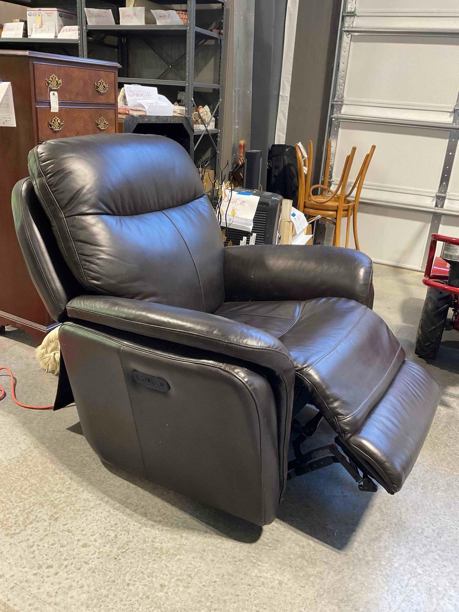 Leggett & Platt Espresso Brown Leather Power Recliner Rocking Chair. Tested, Works. Good Cond. - 3