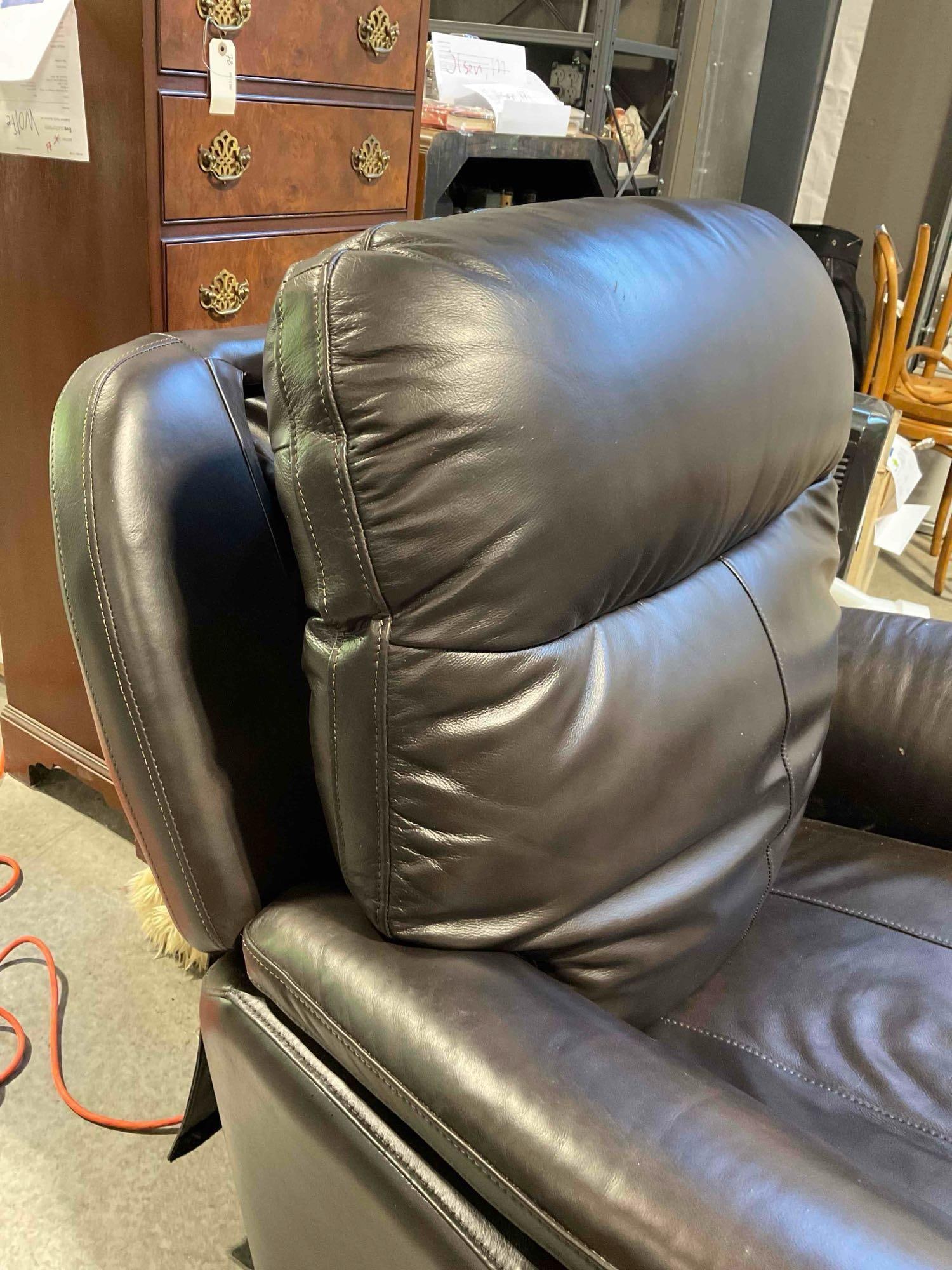 Leggett & Platt Espresso Brown Leather Power Recliner Rocking Chair. Tested, Works. Good Cond. - 4