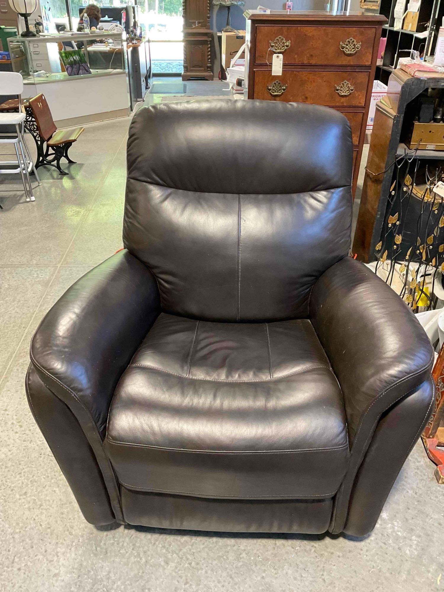 Leggett & Platt Espresso Brown Leather Power Recliner Rocking Chair. Tested, Works. Good Cond. - 5