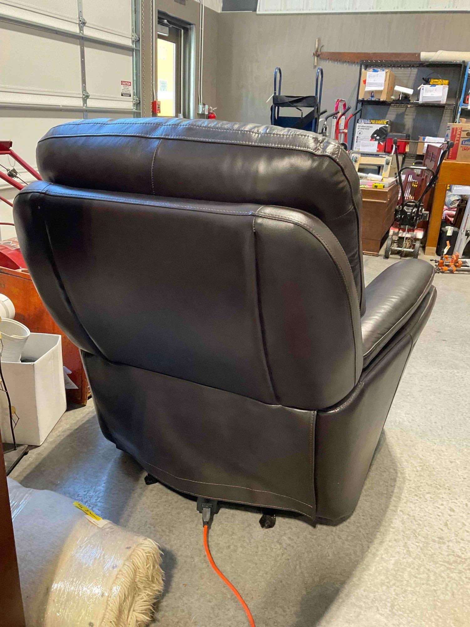 Leggett & Platt Espresso Brown Leather Power Recliner Rocking Chair. Tested, Works. Good Cond. - 6