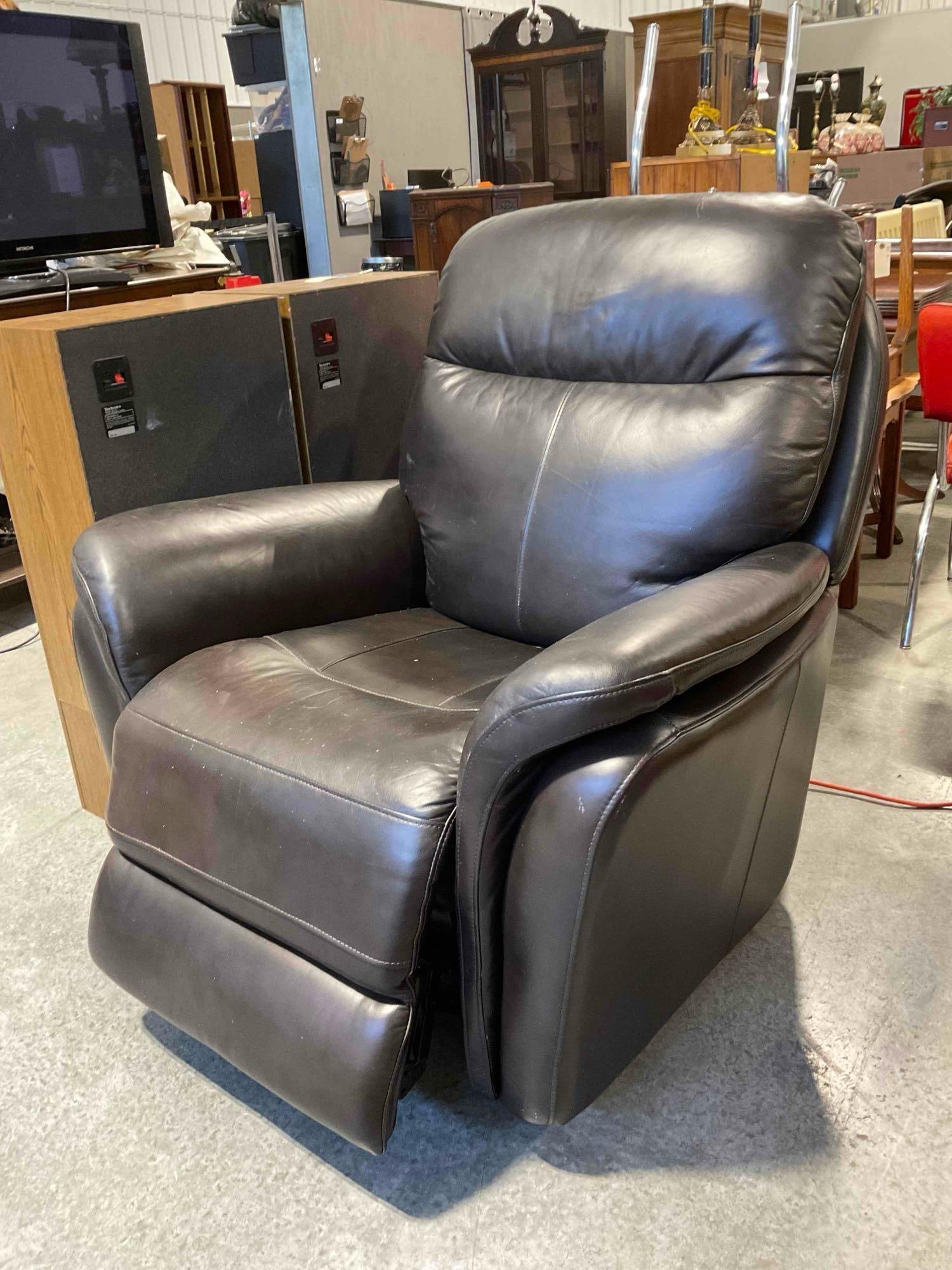 Leggett & Platt Espresso Brown Leather Power Recliner Rocking Chair. Tested, Works. Fair Condition. - 2