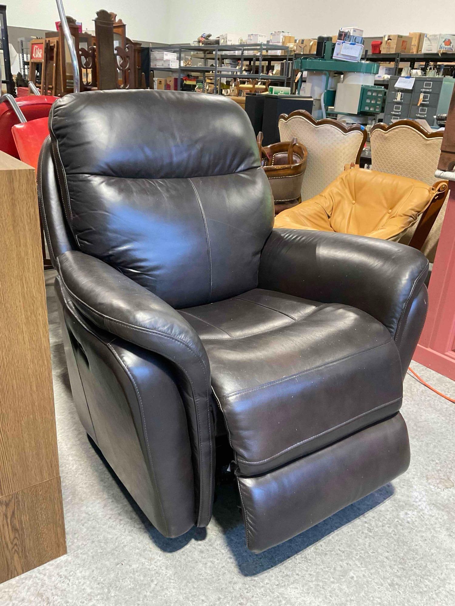 Leggett & Platt Espresso Brown Leather Power Recliner Rocking Chair. Tested, Works. Fair Condition. - 3