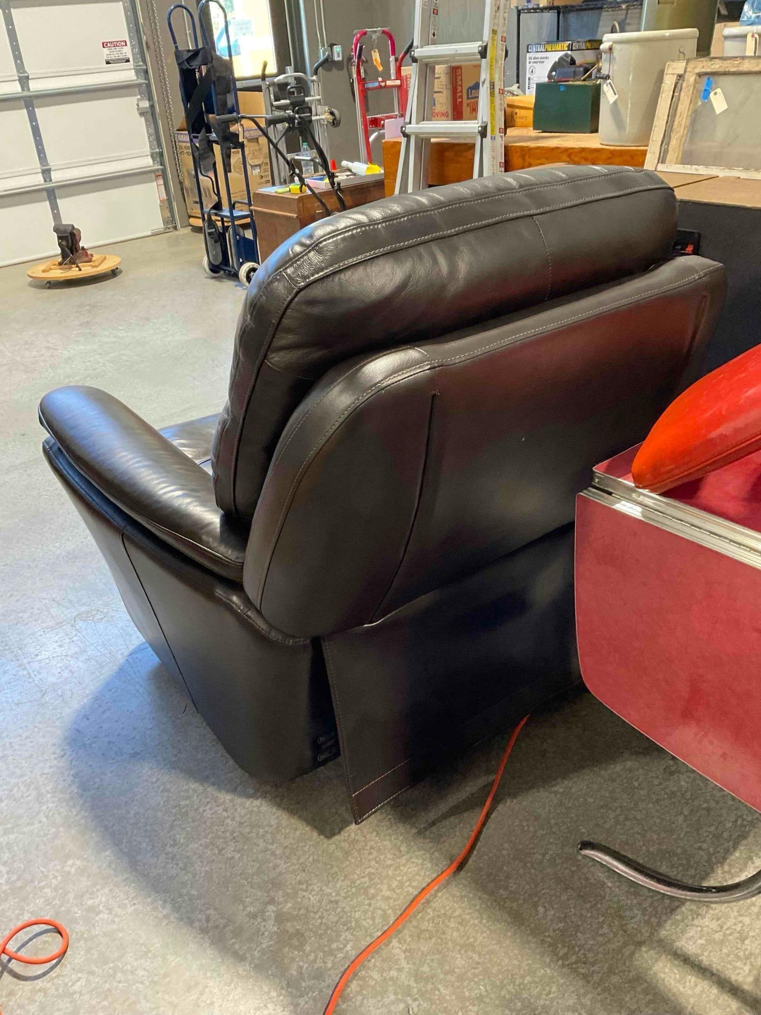 Leggett & Platt Espresso Brown Leather Power Recliner Rocking Chair. Tested, Works. Fair Condition. - 4