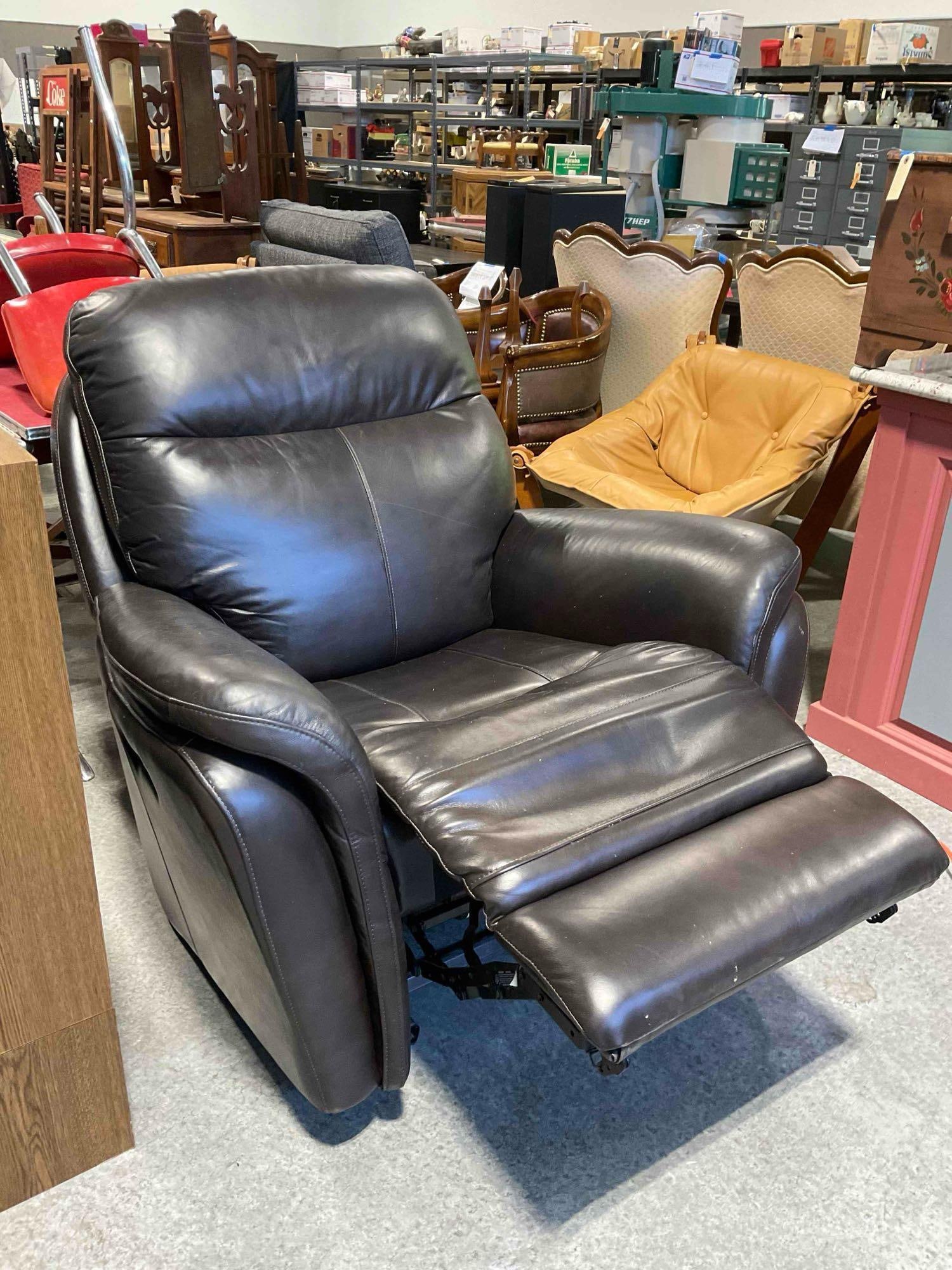 Leggett & Platt Espresso Brown Leather Power Recliner Rocking Chair. Tested, Works. Fair Condition. - 7