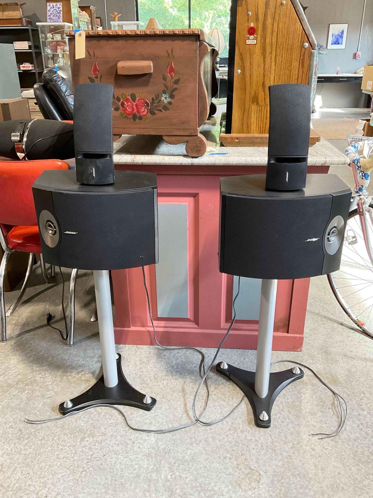 Pair of Bose 301V Floor Speakers & Pair of Bose 161 Speakers. Condition As Is. See pics & desc.: Pair of Bose 301V Floor Speakers & Pair of Bose 161 Speakers. As Is Condition. One of the 301V speakers has been filled with nuts as a child's prank, were tested and working at consignor's home,