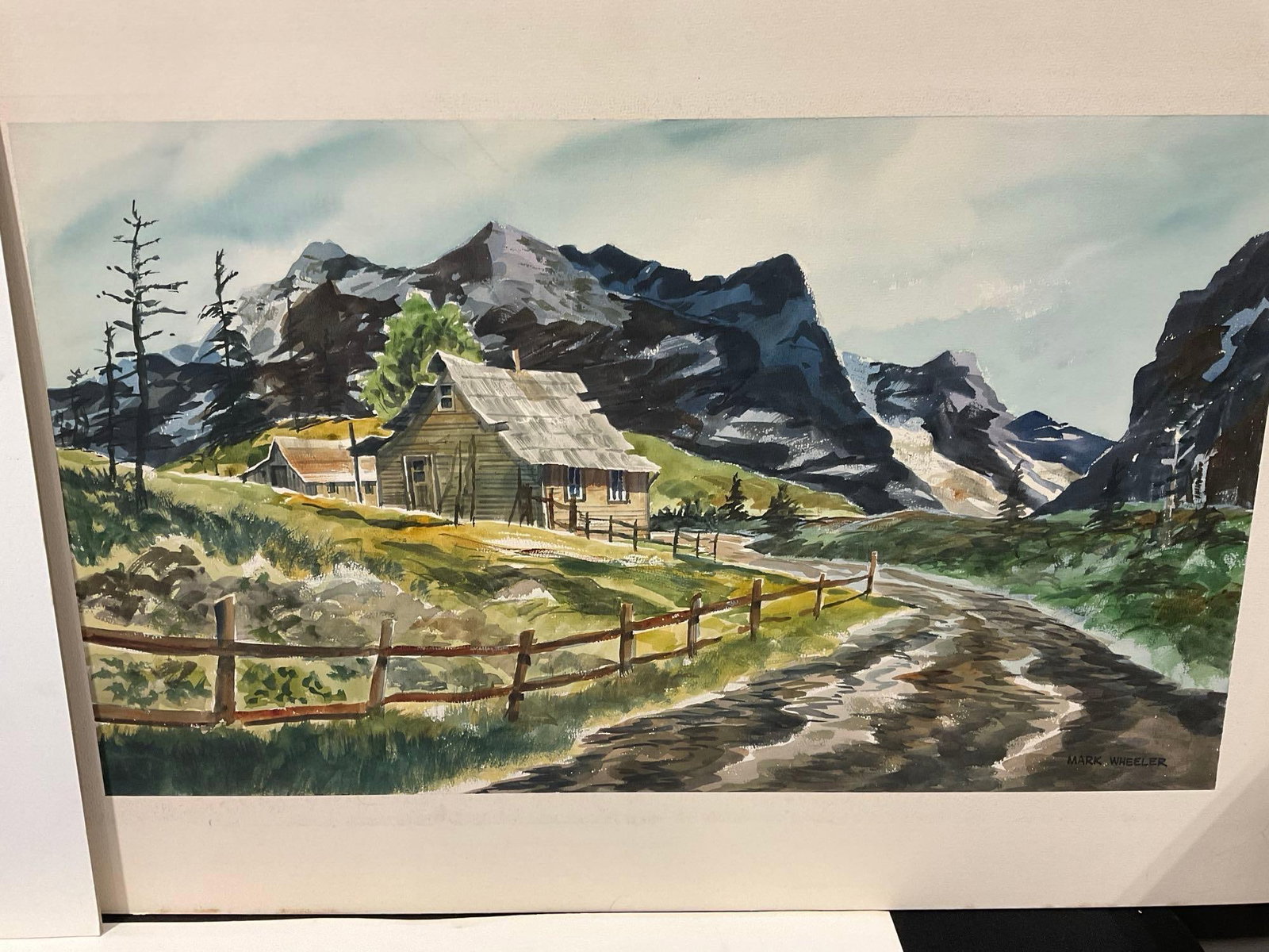 2 Original Watercolors, Rural Barn scenes, & Litho Ship, Signed & #d 26/100 by Mark Wheeler, 24x31 - 3