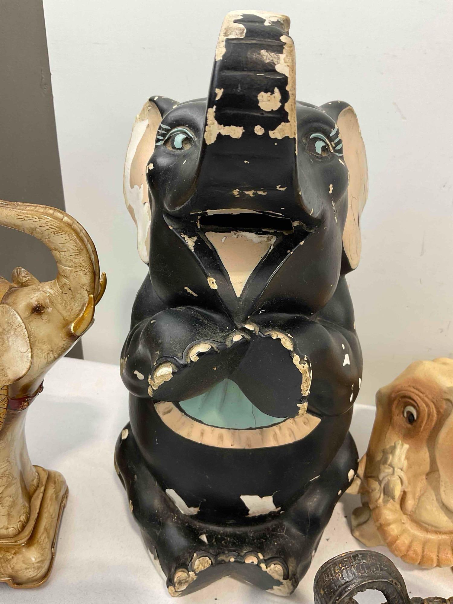 5 pcs Vintage Elephant Decorative Statuette Collection, incl. Ceramic, Composite & More! - 5