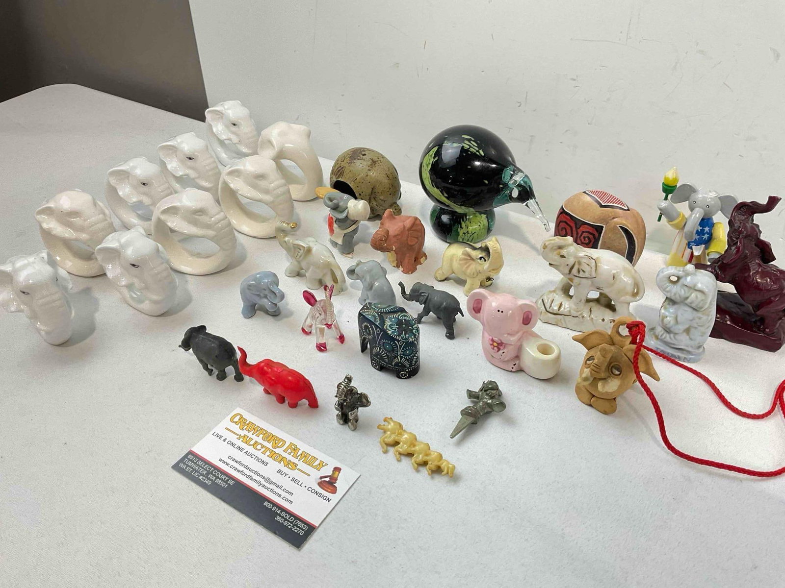 32 pcs Vintage Decorative Figurine Collection, incl. Ceramic Elephant Napkin Rings & More! - 2